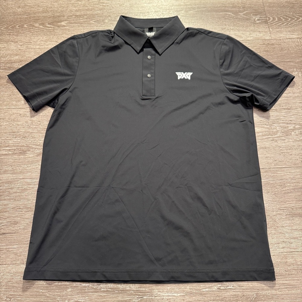 PXG Polo Shirt Mens Large Black Performance Stretch Short Sleeve Golf Outdoor